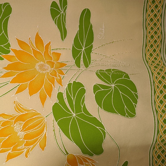 Vintage 60's-70's yellow lotus flower printed Alfred Shaheen maxi dress - Picture 5 of 8